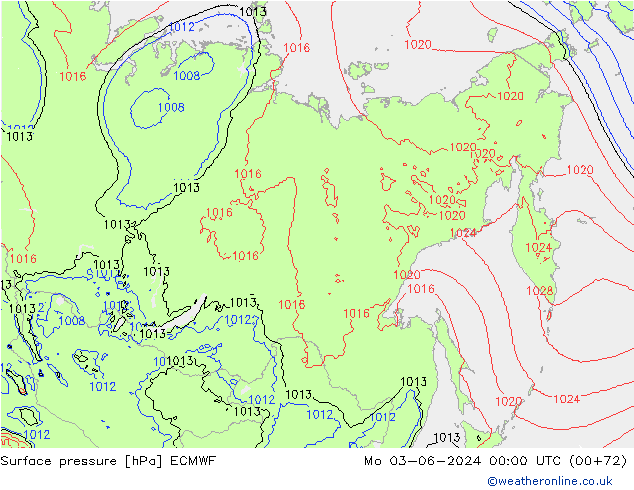 Pressione al suolo ECMWF lun 03.06.2024 00 UTC