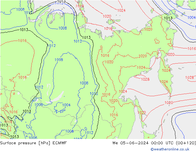 pressão do solo ECMWF Qua 05.06.2024 00 UTC