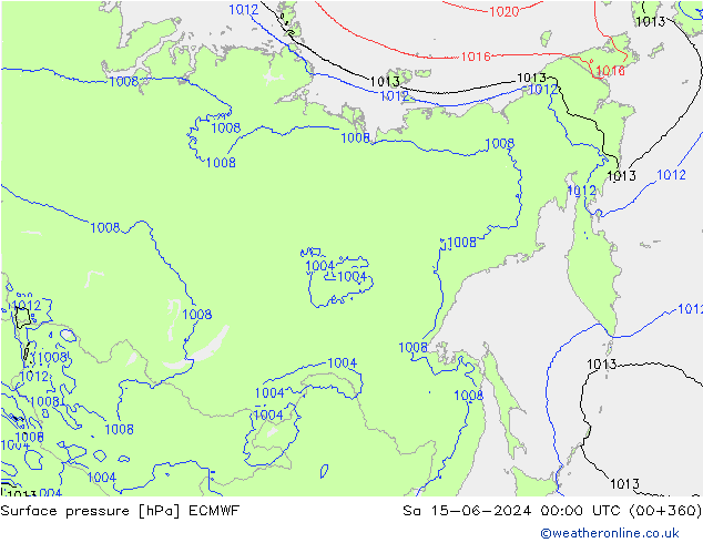 Atmosférický tlak ECMWF So 15.06.2024 00 UTC