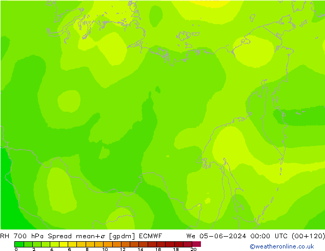 RV 700 hPa Spread ECMWF wo 05.06.2024 00 UTC