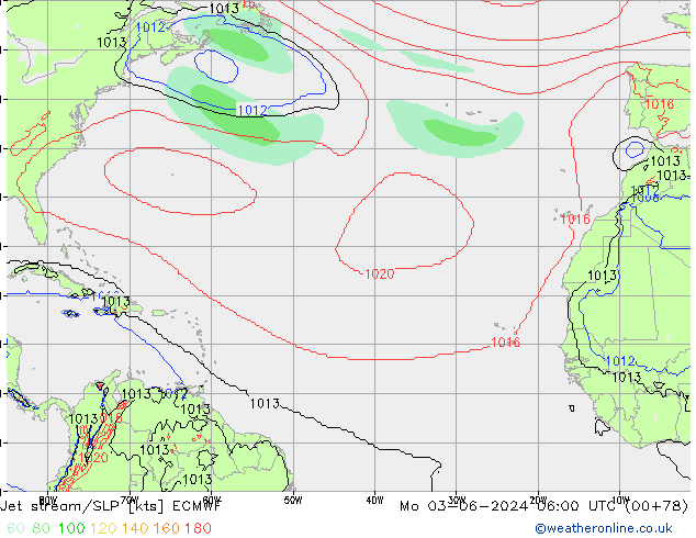 Straalstroom/SLP ECMWF ma 03.06.2024 06 UTC