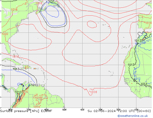 Surface pressure ECMWF Su 02.06.2024 12 UTC