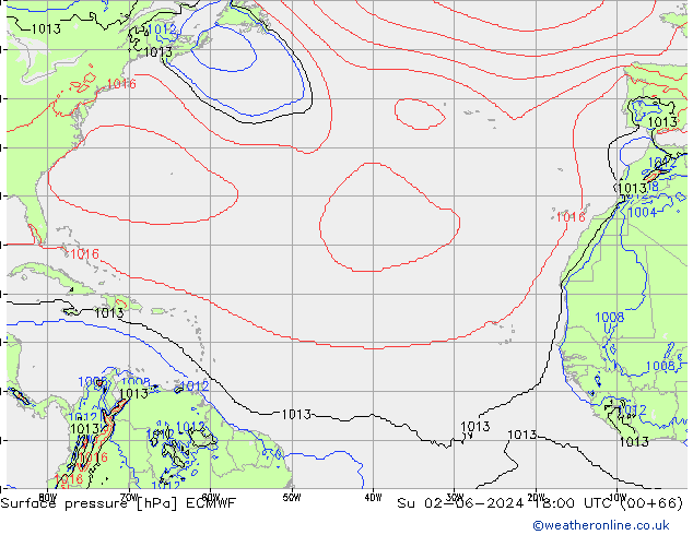 Luchtdruk (Grond) ECMWF zo 02.06.2024 18 UTC
