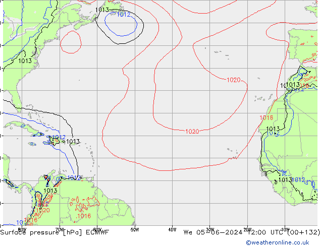 Luchtdruk (Grond) ECMWF wo 05.06.2024 12 UTC