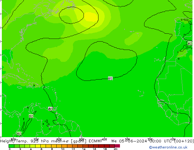 Height/Temp. 925 hPa ECMWF We 05.06.2024 00 UTC