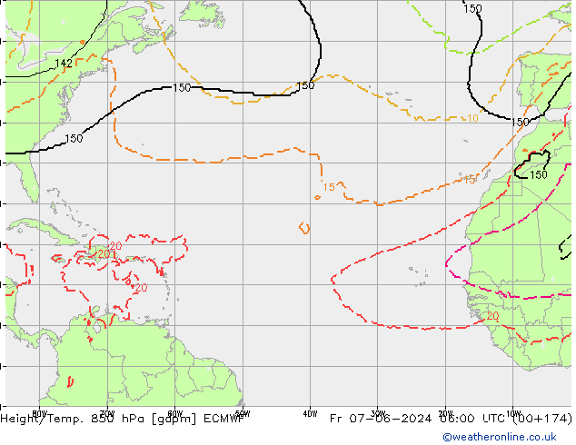 Height/Temp. 850 hPa ECMWF Fr 07.06.2024 06 UTC