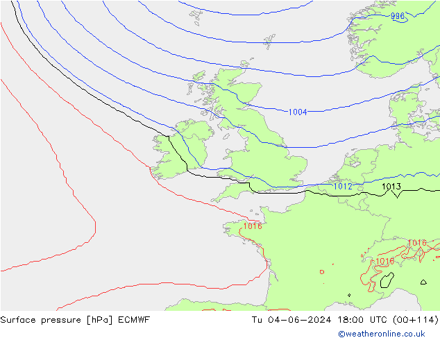 Presión superficial ECMWF mar 04.06.2024 18 UTC