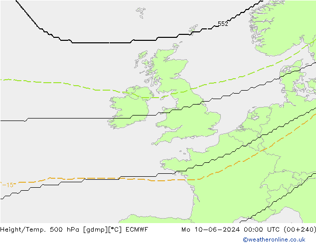 Height/Temp. 500 hPa ECMWF Po 10.06.2024 00 UTC