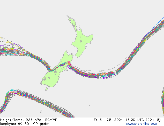 Height/Temp. 925 hPa ECMWF Fr 31.05.2024 18 UTC