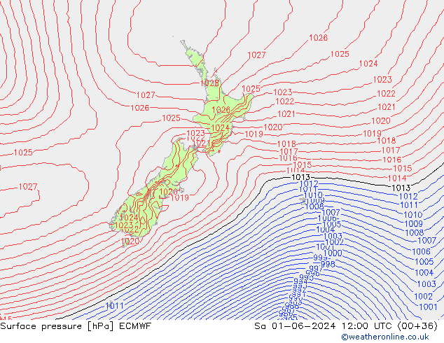 pressão do solo ECMWF Sáb 01.06.2024 12 UTC