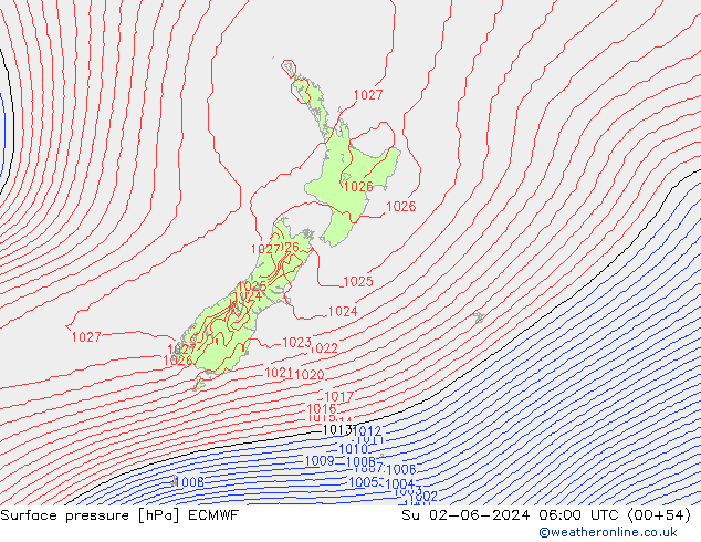 Surface pressure ECMWF Su 02.06.2024 06 UTC