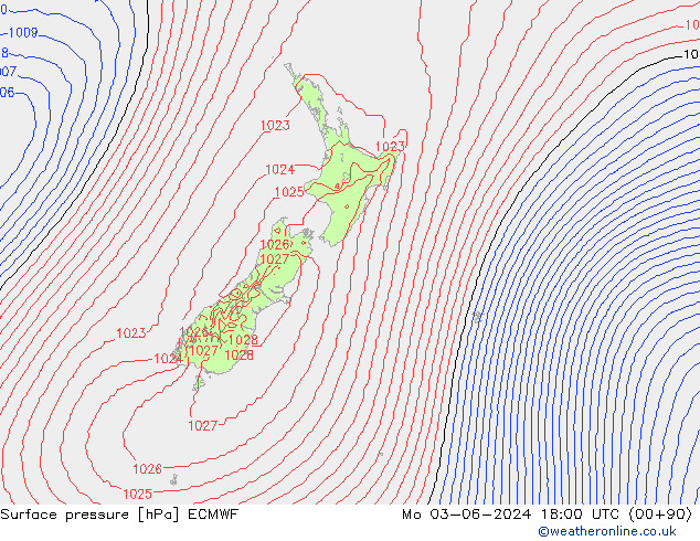 приземное давление ECMWF пн 03.06.2024 18 UTC