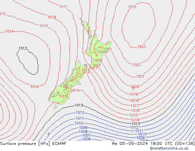 pressão do solo ECMWF Qua 05.06.2024 18 UTC