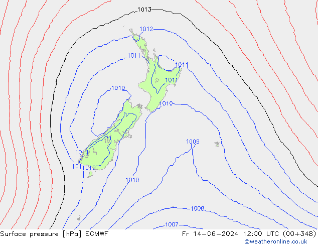 Surface pressure ECMWF Fr 14.06.2024 12 UTC