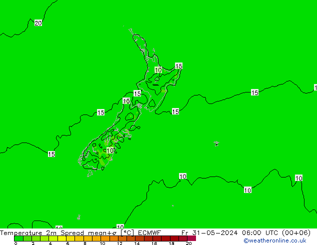 mapa temperatury 2m Spread ECMWF pt. 31.05.2024 06 UTC