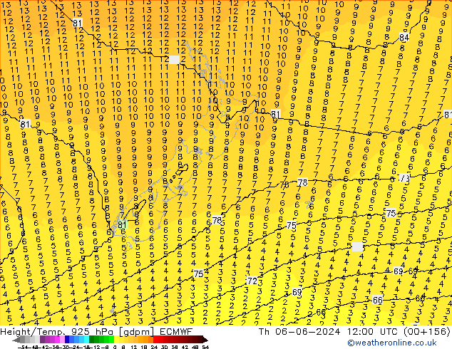 Height/Temp. 925 hPa ECMWF  06.06.2024 12 UTC