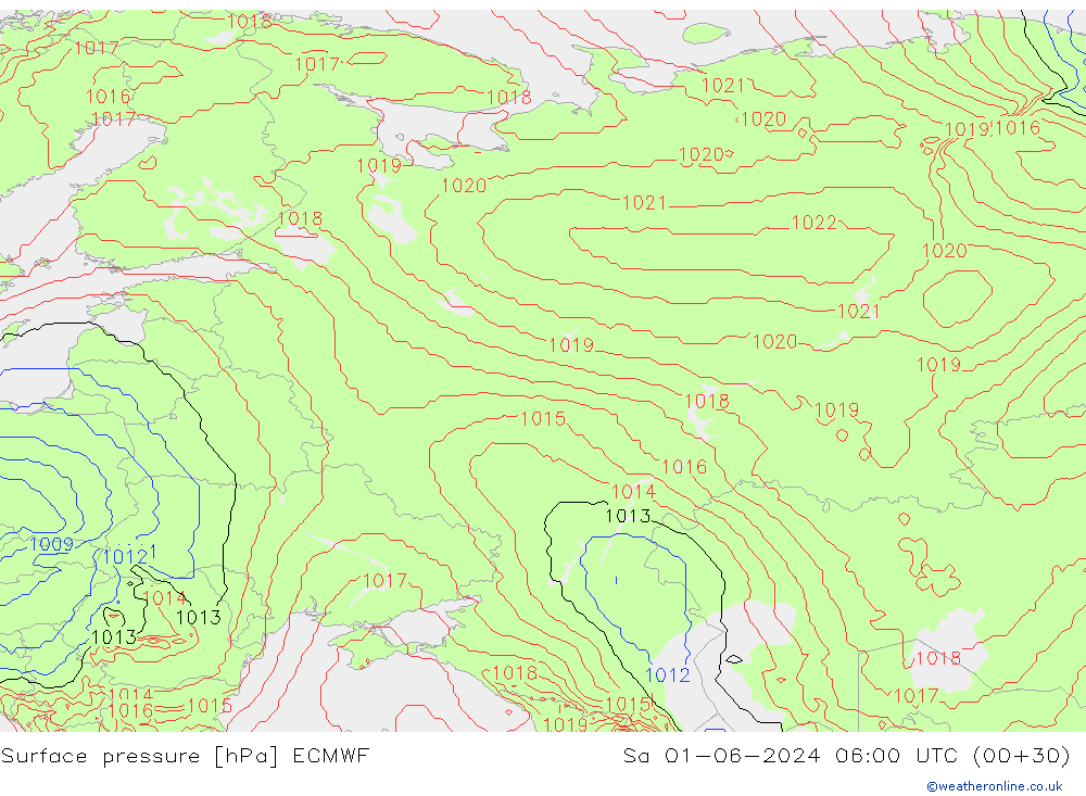 pression de l'air ECMWF sam 01.06.2024 06 UTC