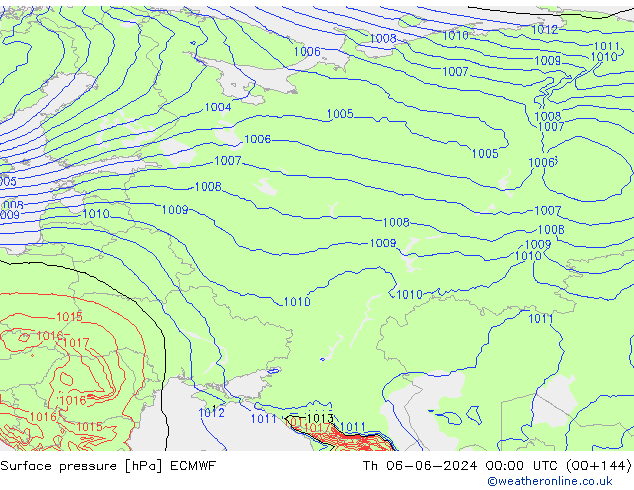 Luchtdruk (Grond) ECMWF do 06.06.2024 00 UTC