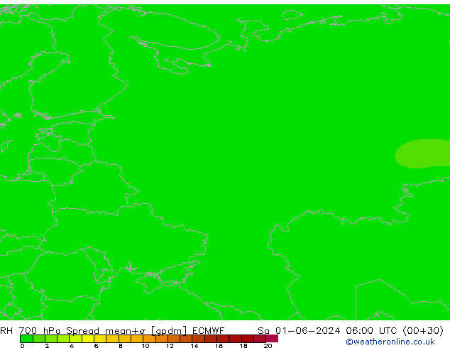 Humidité rel. 700 hPa Spread ECMWF sam 01.06.2024 06 UTC