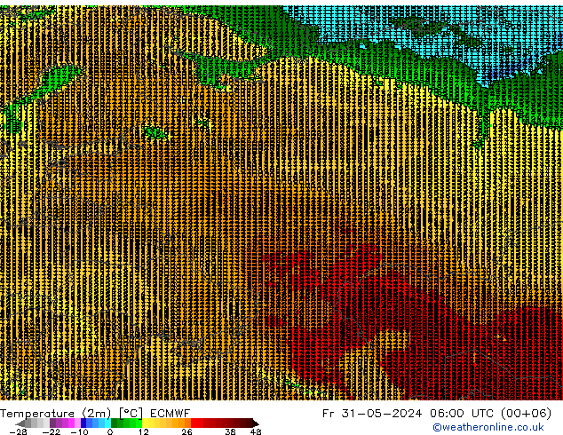 Temperature (2m) ECMWF Pá 31.05.2024 06 UTC