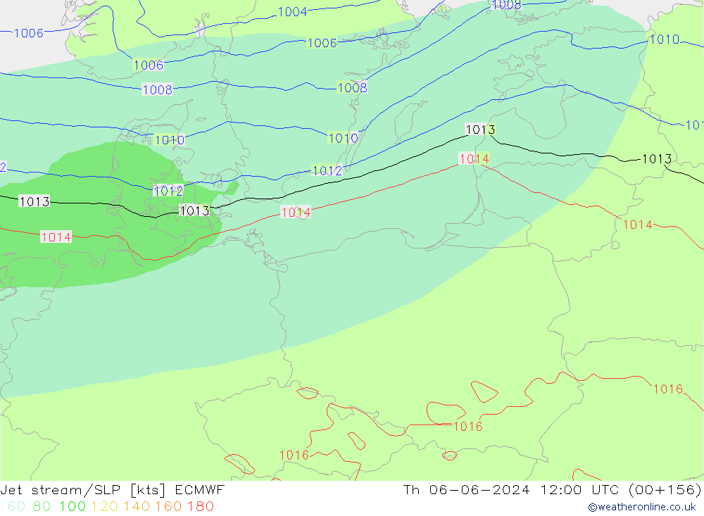 Jet stream/SLP ECMWF Čt 06.06.2024 12 UTC