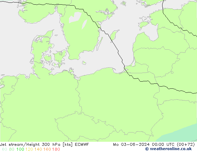 Prąd strumieniowy ECMWF pon. 03.06.2024 00 UTC