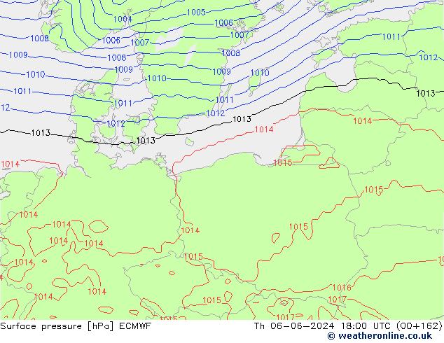 Luchtdruk (Grond) ECMWF do 06.06.2024 18 UTC