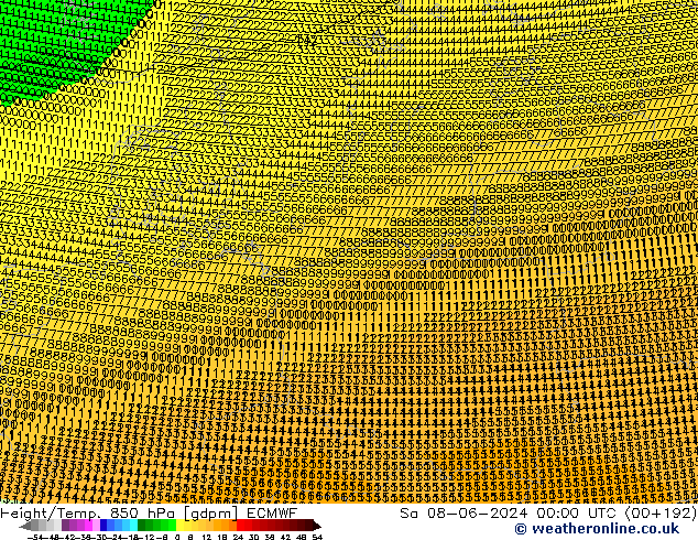 Height/Temp. 850 hPa ECMWF Sa 08.06.2024 00 UTC