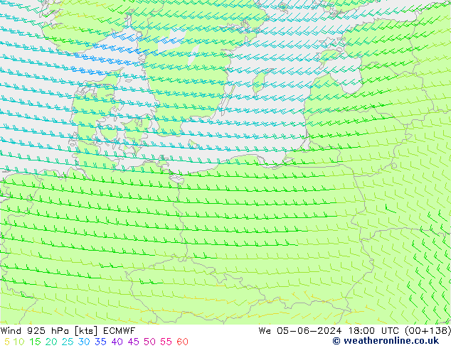 ветер 925 гПа ECMWF ср 05.06.2024 18 UTC
