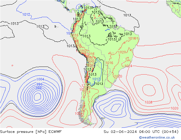 Surface pressure ECMWF Su 02.06.2024 06 UTC