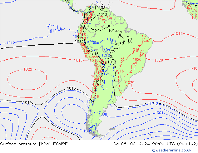 приземное давление ECMWF сб 08.06.2024 00 UTC