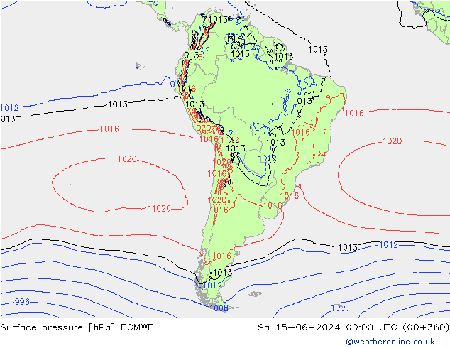 Luchtdruk (Grond) ECMWF za 15.06.2024 00 UTC