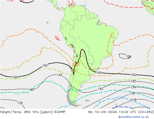 Height/Temp. 850 hPa ECMWF Mo 10.06.2024 12 UTC