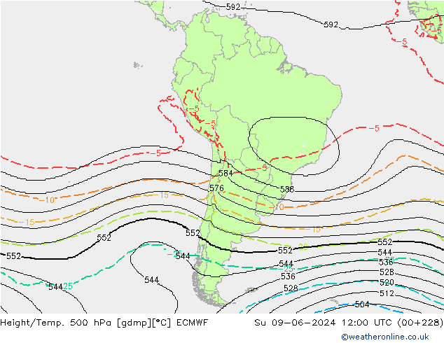 Height/Temp. 500 hPa ECMWF  09.06.2024 12 UTC