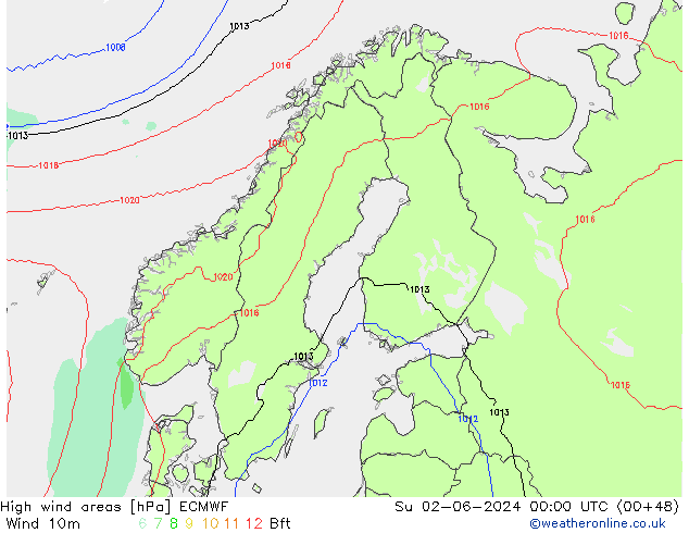 High wind areas ECMWF Su 02.06.2024 00 UTC