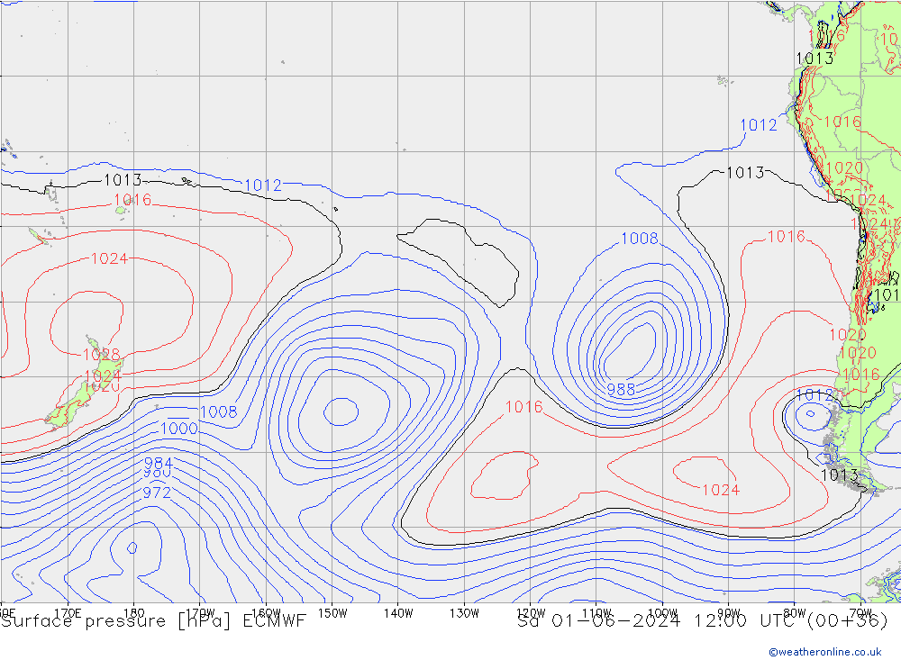 pressão do solo ECMWF Sáb 01.06.2024 12 UTC