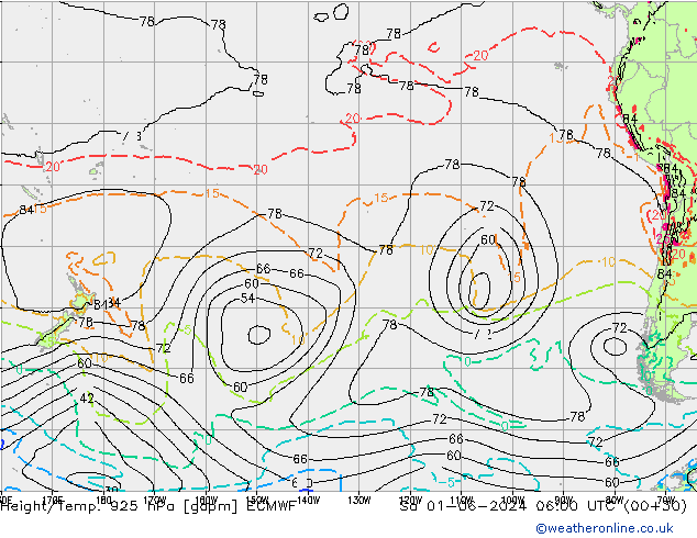 Height/Temp. 925 hPa ECMWF Sa 01.06.2024 06 UTC