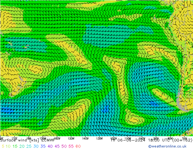 Surface wind ECMWF Th 06.06.2024 18 UTC