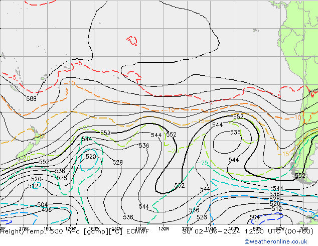 Height/Temp. 500 hPa ECMWF  02.06.2024 12 UTC