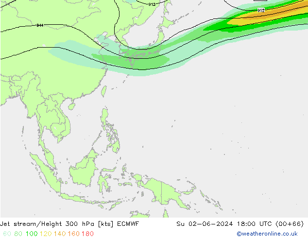 Straalstroom ECMWF zo 02.06.2024 18 UTC