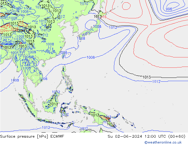 Yer basıncı ECMWF Paz 02.06.2024 12 UTC