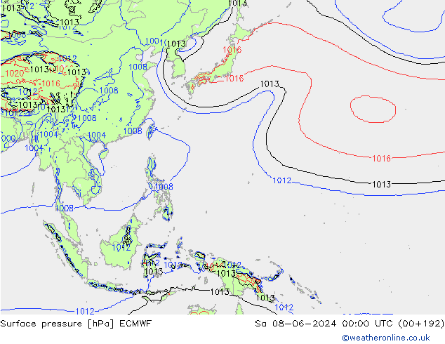 pressão do solo ECMWF Sáb 08.06.2024 00 UTC