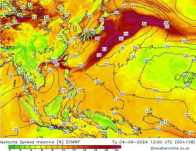 Isotachen Spread ECMWF di 04.06.2024 12 UTC