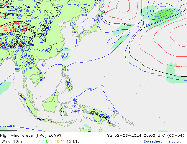 High wind areas ECMWF Su 02.06.2024 06 UTC