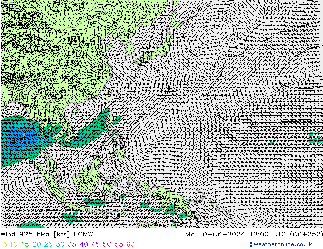 Wind 925 hPa ECMWF Po 10.06.2024 12 UTC