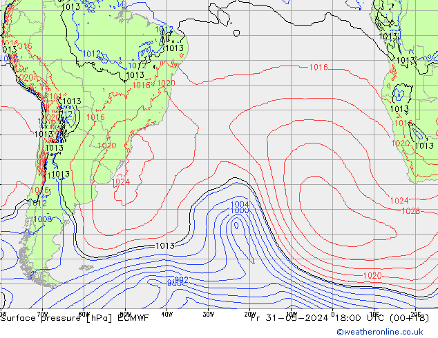 ciśnienie ECMWF pt. 31.05.2024 18 UTC