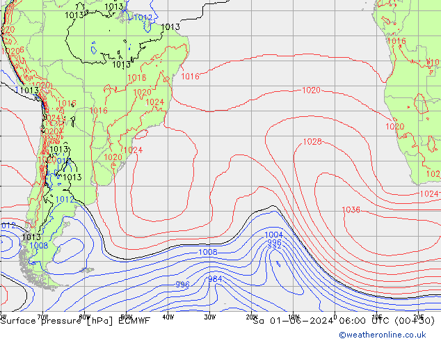 Bodendruck ECMWF Sa 01.06.2024 06 UTC