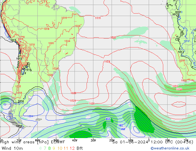 High wind areas ECMWF Sa 01.06.2024 12 UTC