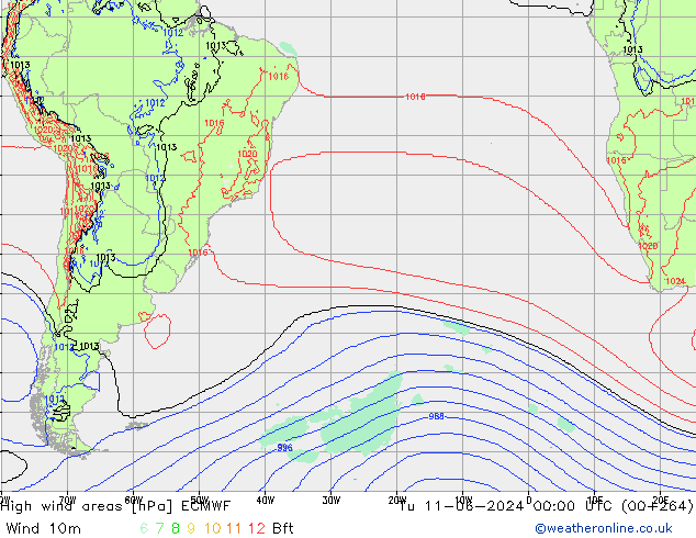 High wind areas ECMWF mar 11.06.2024 00 UTC