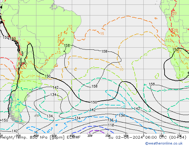 Height/Temp. 850 hPa ECMWF Su 02.06.2024 06 UTC